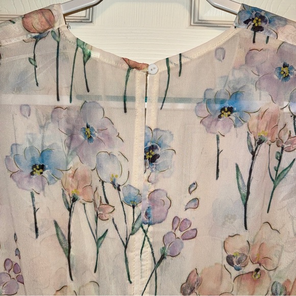 SHEIN Floral Print Plunging Neck Flounce Sleeve Dress - Picture 10 of 11